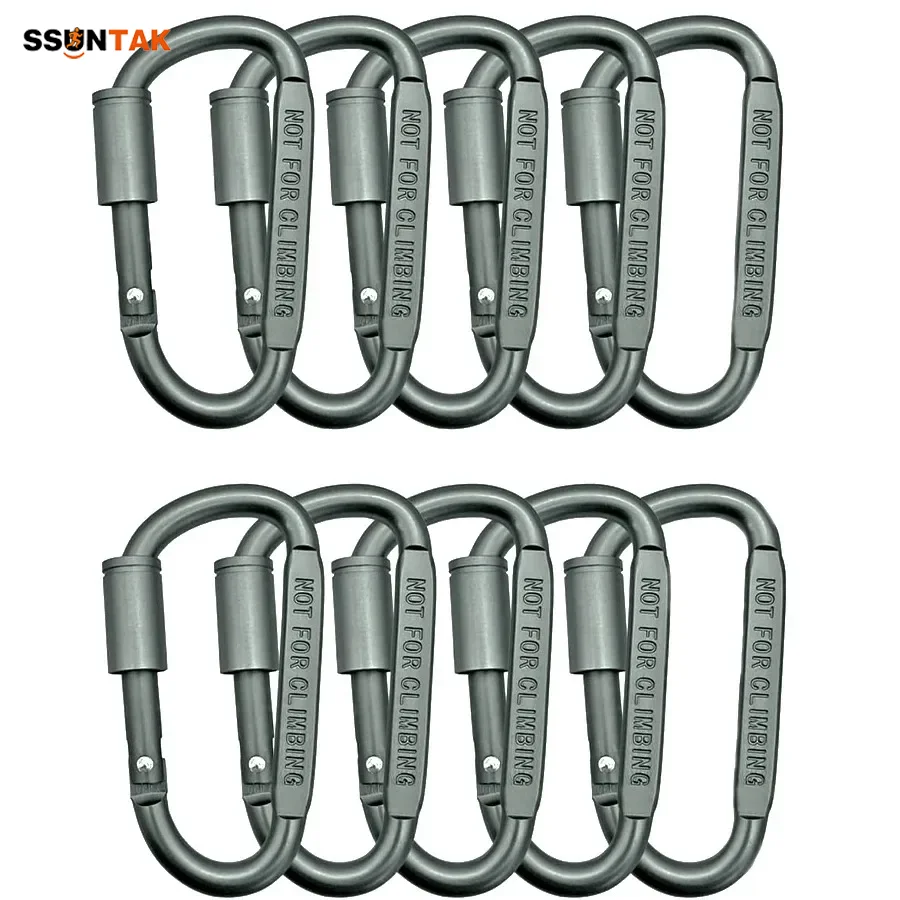 

SSUNTAK 10 PCS Screw Lock Carabiners Aluminum Alloy D-Ring Clips Durable for Camp,Hike, Backpack,Hanging Hook Tool Water Bottle