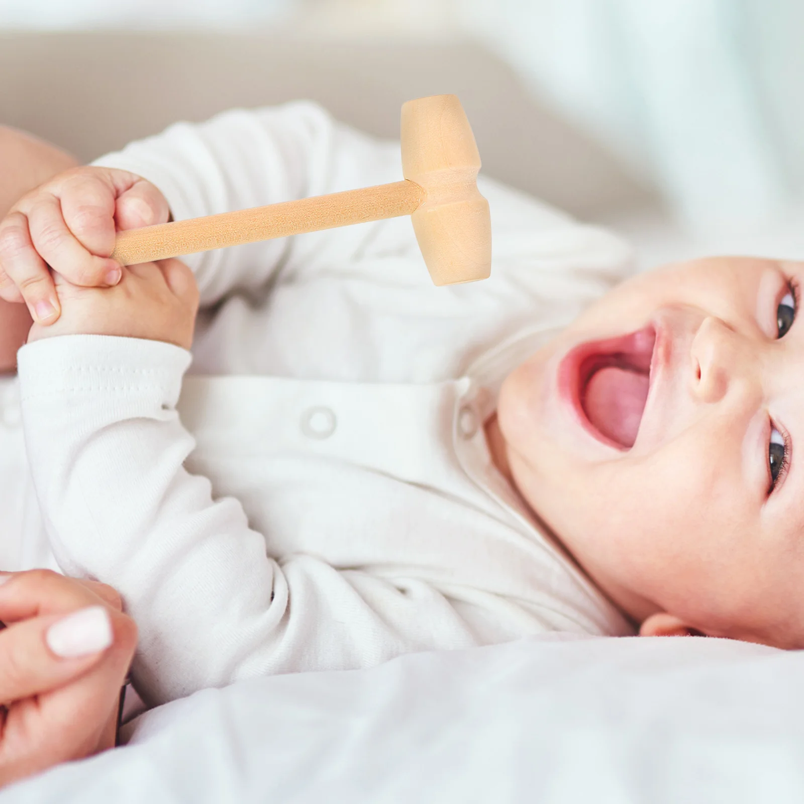 12 Peças Martelo Mini de Madeira para Crianças, Martelo de Madeira Sólida para Treinamento e Desenvolvimento Infantil, Martelo Divertido para Brincadeiras