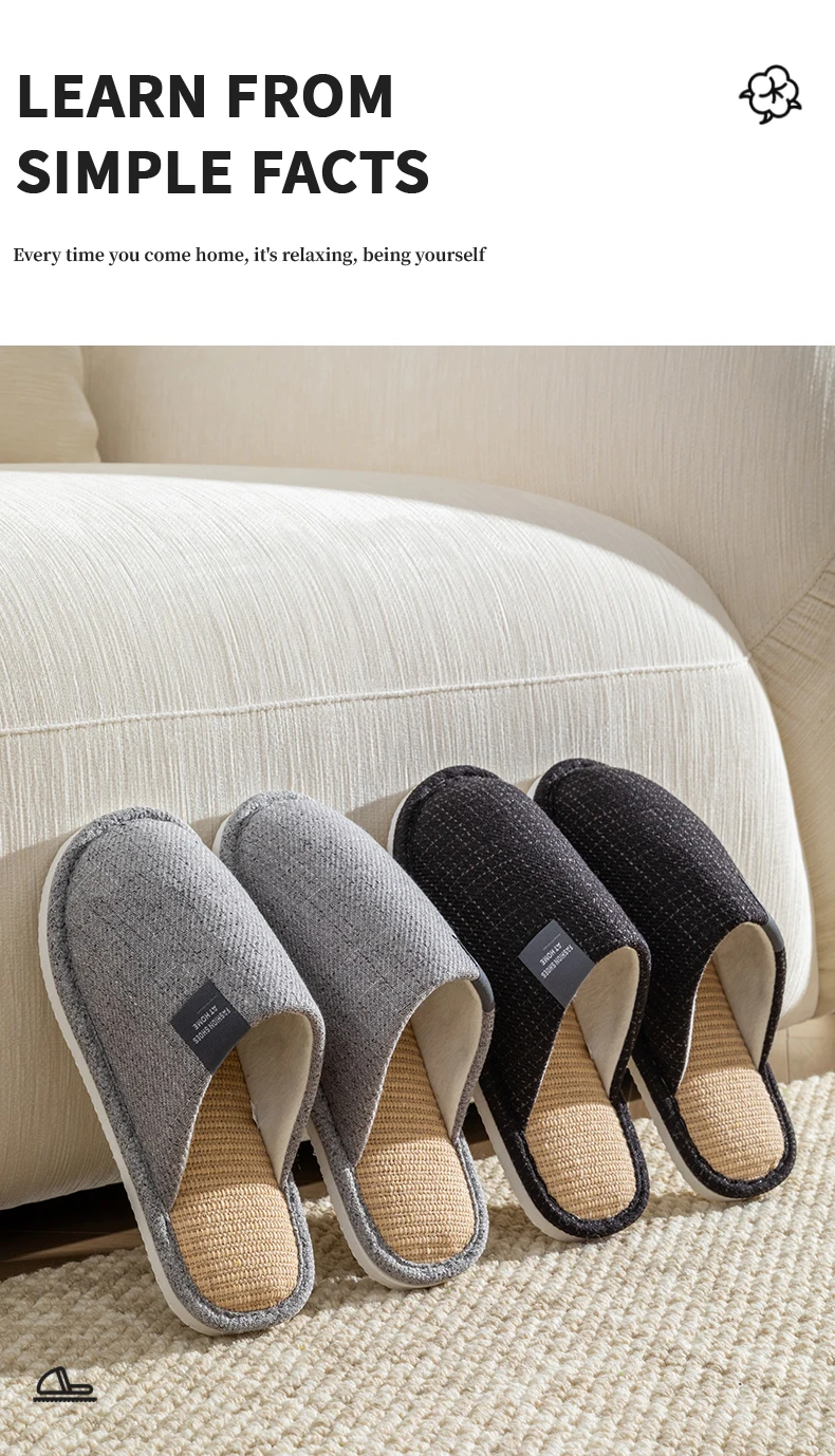 Unisex-Hausschuhe für Frühling und Herbst, für den Innenbereich, Schlafzimmer, Boden, leicht, leise, flache Sohle, atmungsaktiv, bequem, ganzjährig tragbare Hausschuhe – Detail 3