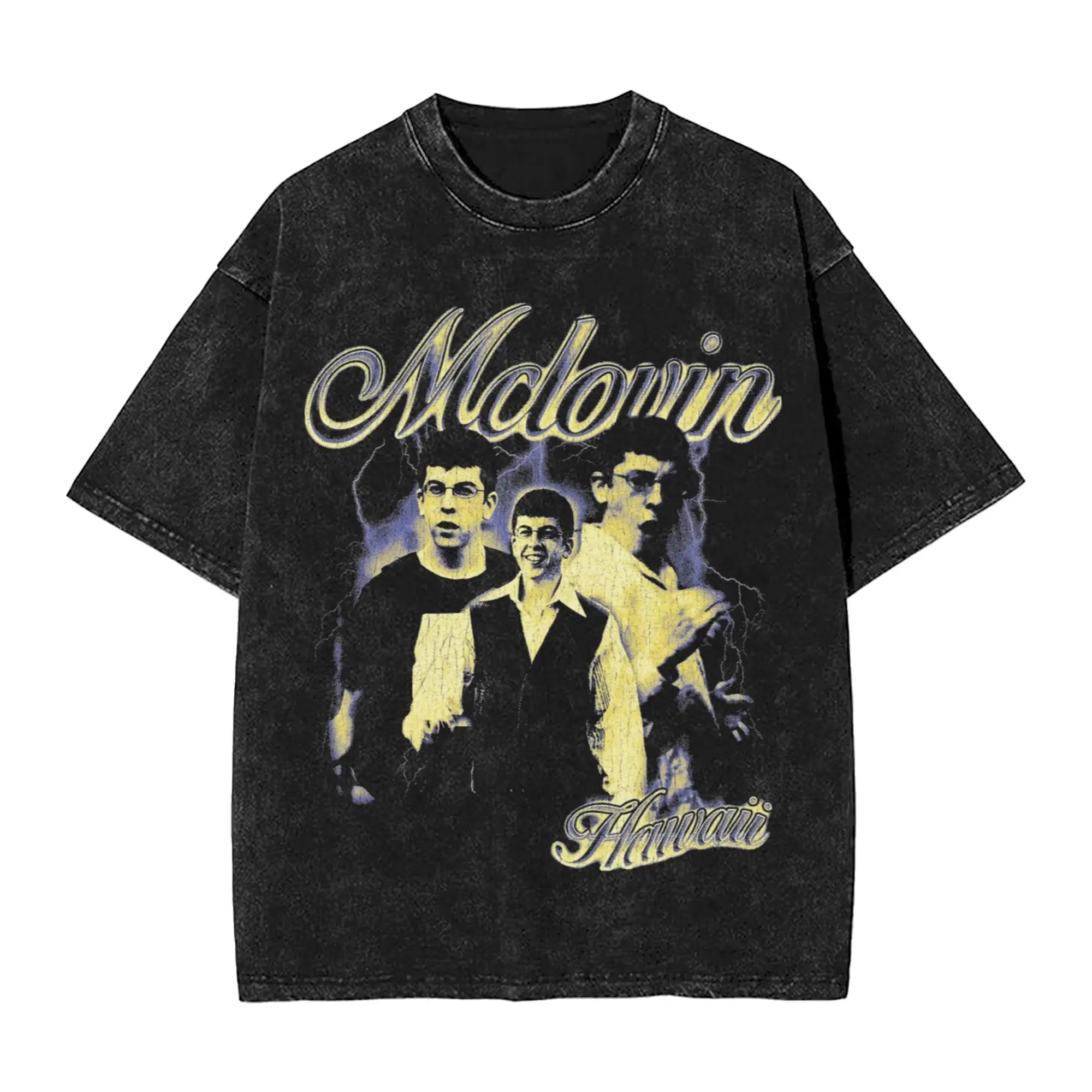 

Промытая футболка McLovin Superbad, футболка в стиле ретро в стиле хип-хоп, уличная одежда больших размеров, хлопковые топы с графическим принтом, футболка для мужчин и женщин