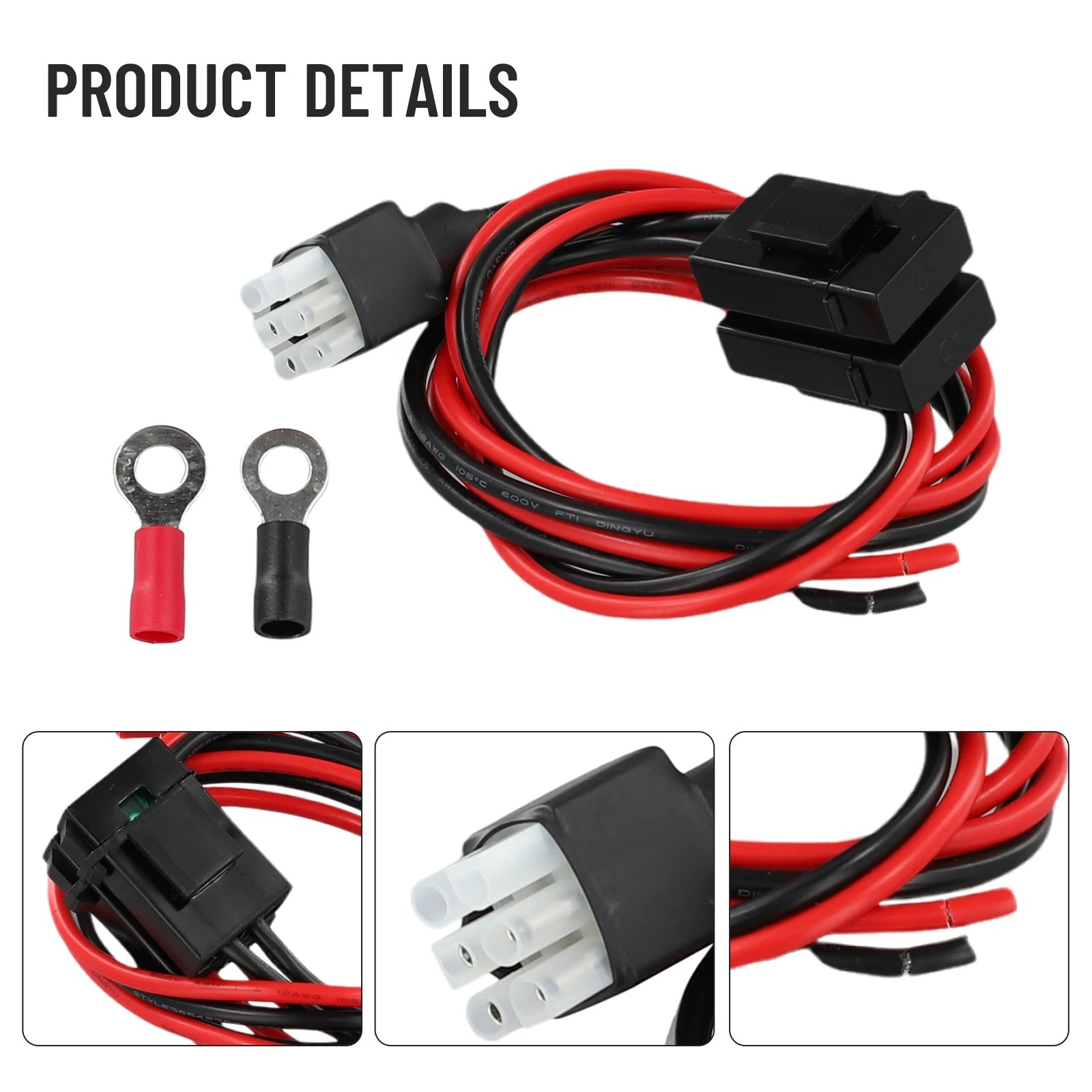 6Pin DC Power Cable for Compatible Transceivers 30Amp Compatible with for icom and Models 16AWG Wire 1m Length Fuse