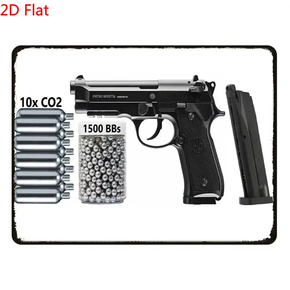 Letrero Metálico Vintage de Pistola, Arte Retro de Pared con Forma de Arma, Placa de Hierro con Impresión HD para Decoración de Pared en Hogar, Bar o Club