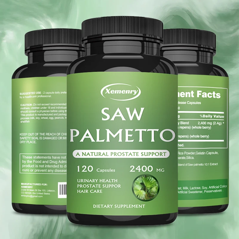 Natural Saw Palmetto Capsules for Prostate Health - Reduces Hair Loss - Healthy Urination Frequency - Helps Block DHT