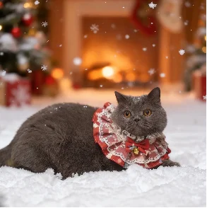 Pañuelo navideño de encaje para mascotas, babero para perros pequeños y gatos, bufanda suave ajustable para vacaciones, ropa festiva para el cuello para mascotas, regalo de decoración