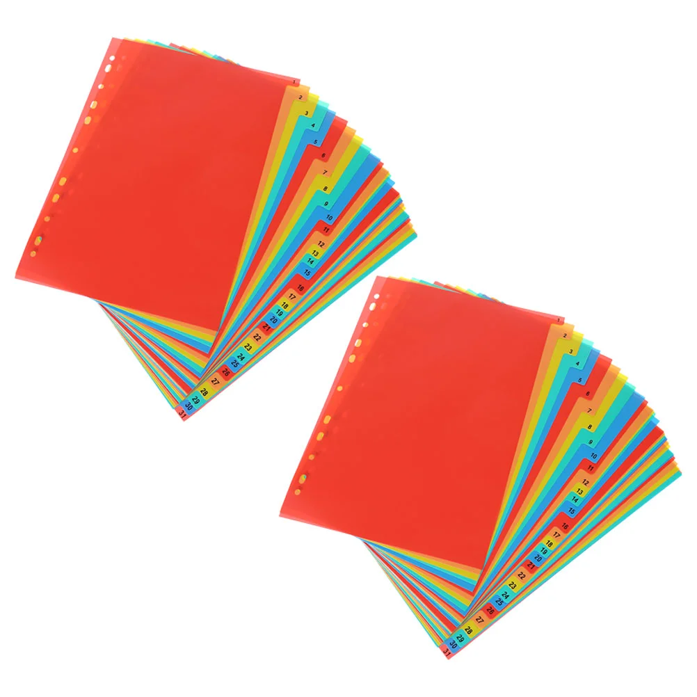 2 Sets File Separator Folder Dividers Alphabet Binder Tabs for Binders Index Tabbed Number with Plastic Labels
