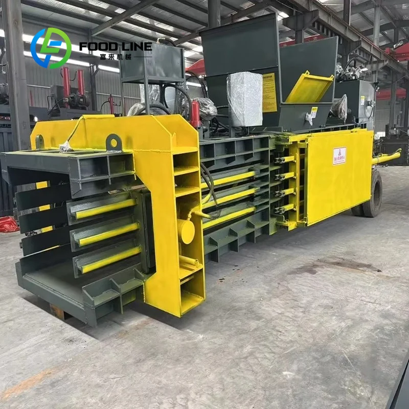 Customize Automatic Waste Paper Scrap Balers Doorless Horizontal Plastic Film Compactor Hydraulic Carton Compression Gearbox