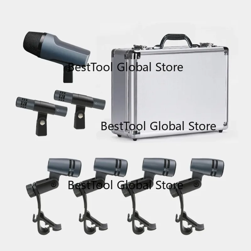 

Professional 7-Piece Drum Microphone Kit Dynamic Wired Instrument Microphone for Drum Made of Metal and Plastic