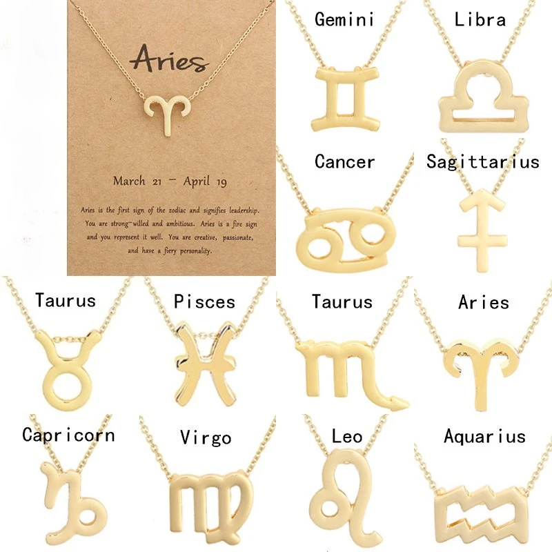 12 Zodiac Sign Pendant Necklace for Women – Minimalist Astrology Clavicle Chain, Trendy Short Card Necklace, Fashion Jewelry