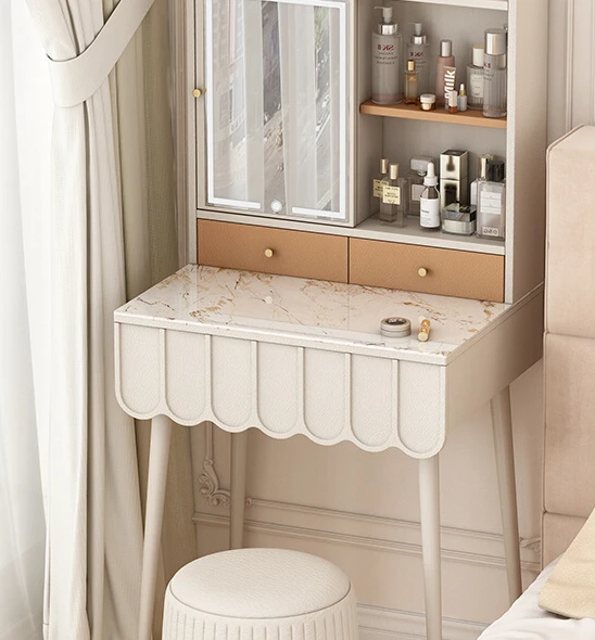 Dressing table, girl, princess bedroom, delicate and small, bedside table, shelf and make-up mirror, reversible