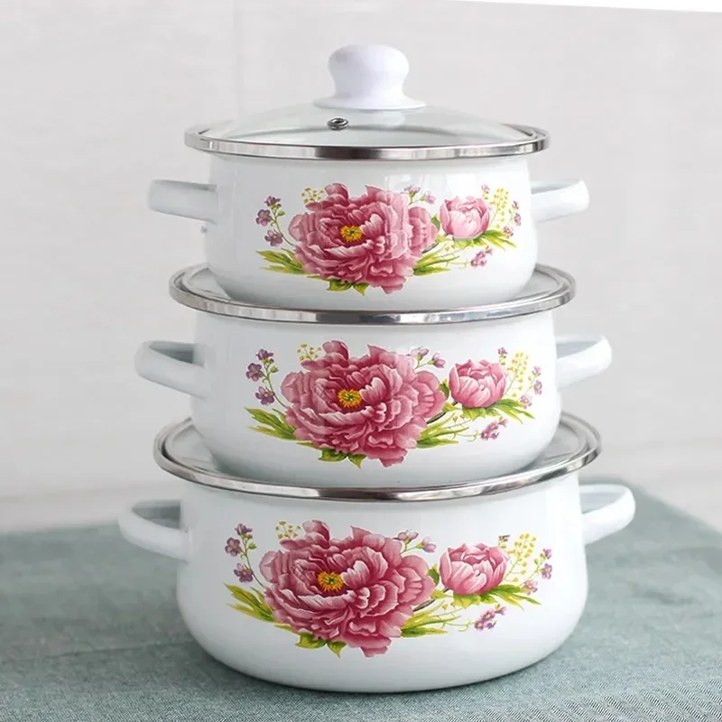 Olla esmaltada espesante para el hogar, olla para estofado de sopa de gran capacidad, cazuela de medicina china, Cocina de Inducción de Gas