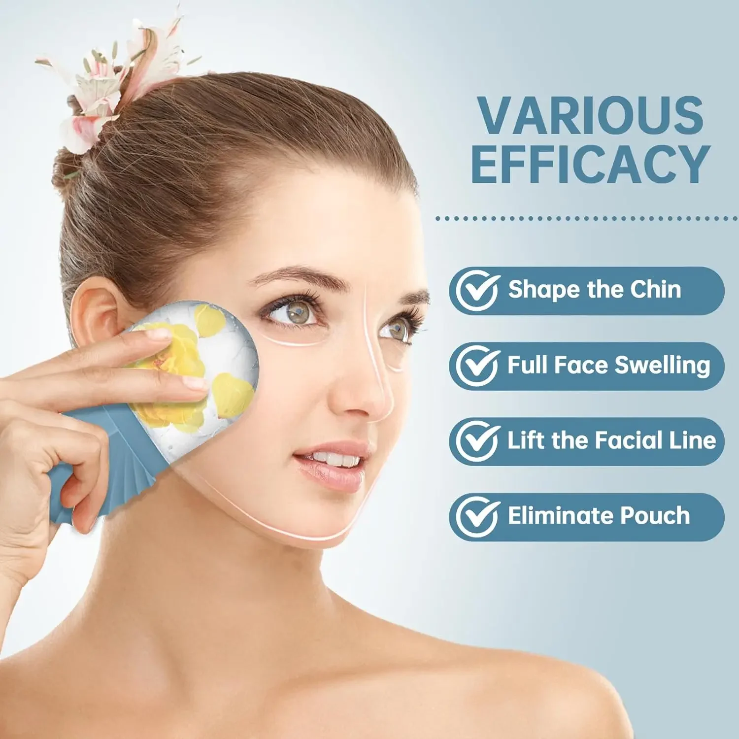 Rolo facial de gelo de silicone, contorno, encolher poros, remover olheiras, massagem da pele, beleza, rolo facial para olhos, pescoço, ferramenta de cuidados com a pele