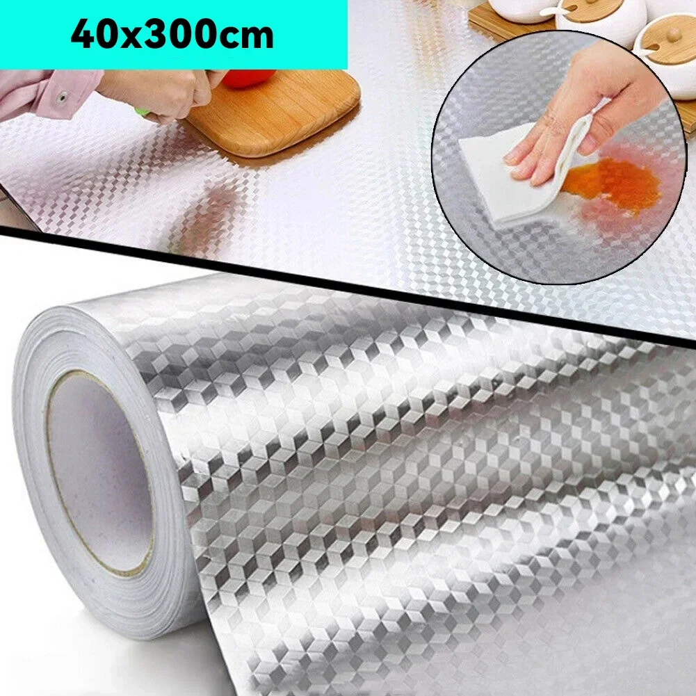 2024 New Kitchen Oil-proof Waterproof Stickers Aluminum Foil Kitchen Stove Cabinet Self Adhesive Wall Sticker DIY Wallpaper