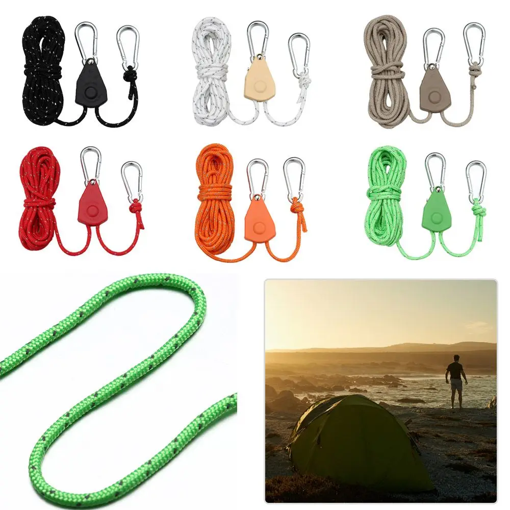 6 Colors Fixed Buckle Pulley Adjustable Rope Fastener Tent Rope Tensione Ratchet Hangers Lights Lifting Camping Tool