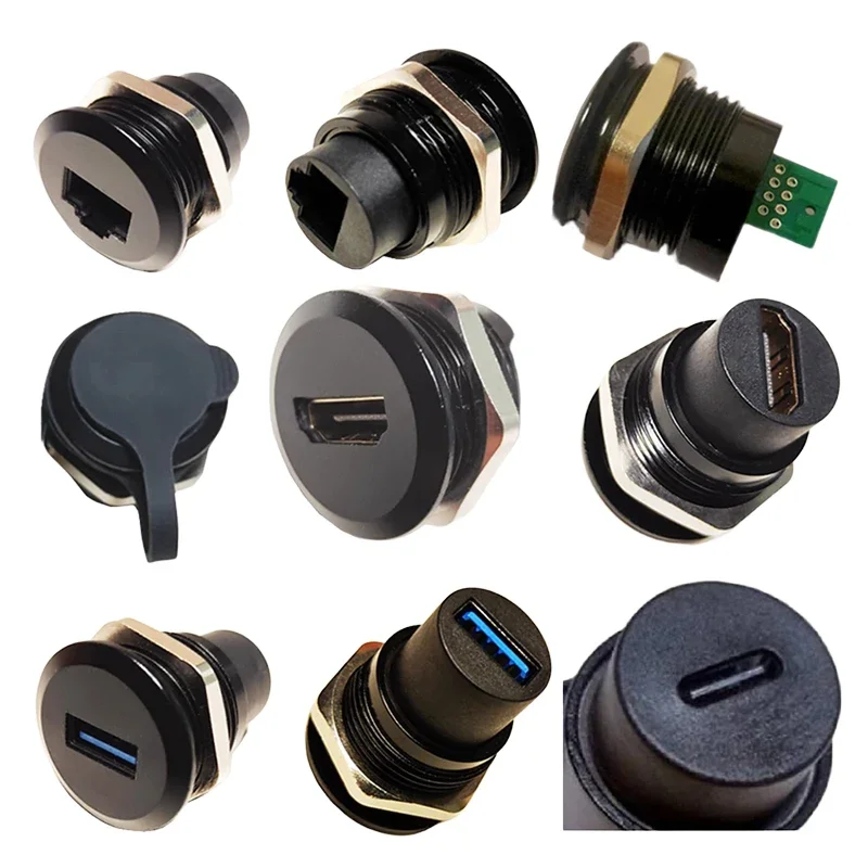 M24 USB2.0-3.0 Signal HDMI Aviaton Socket RJ45 Date Module Waterproof Metal D-type Circle HDMI USB CAT6 RJ45 Netowrk Connector