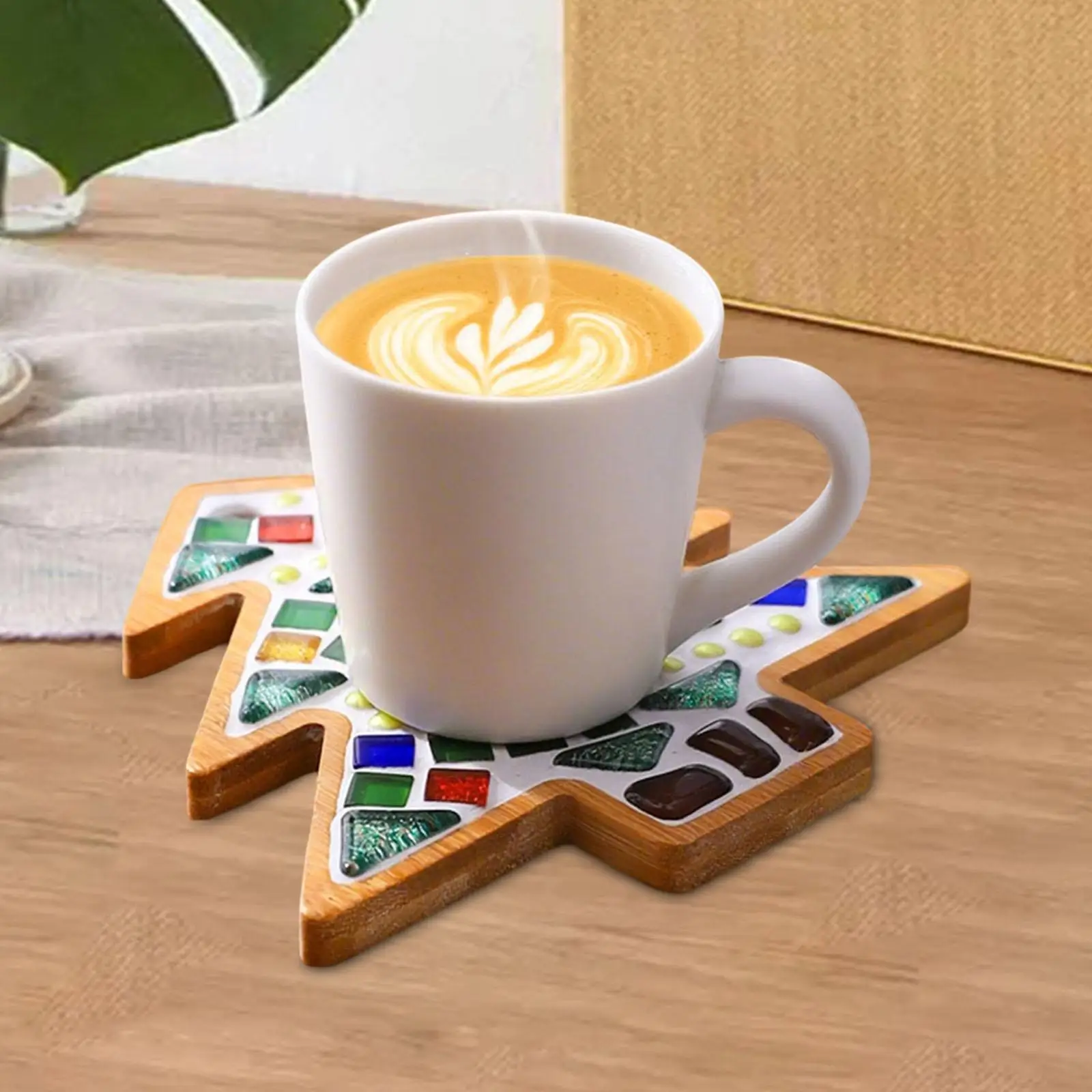 Kit de sous-verres en bois faits à la main avec mosaïque de verre, ensemble de bricolage de Noël pour la décoration de table de fête et les cadeaux
