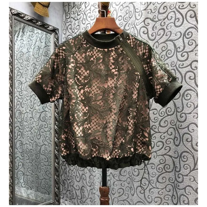 Nomikuma 2023 Chic Lace Patchwork Tshirt Women Sweet Short Sleeve O-neck Tee Tops Causal Summer Korean Fashion Graphic T Shirts
