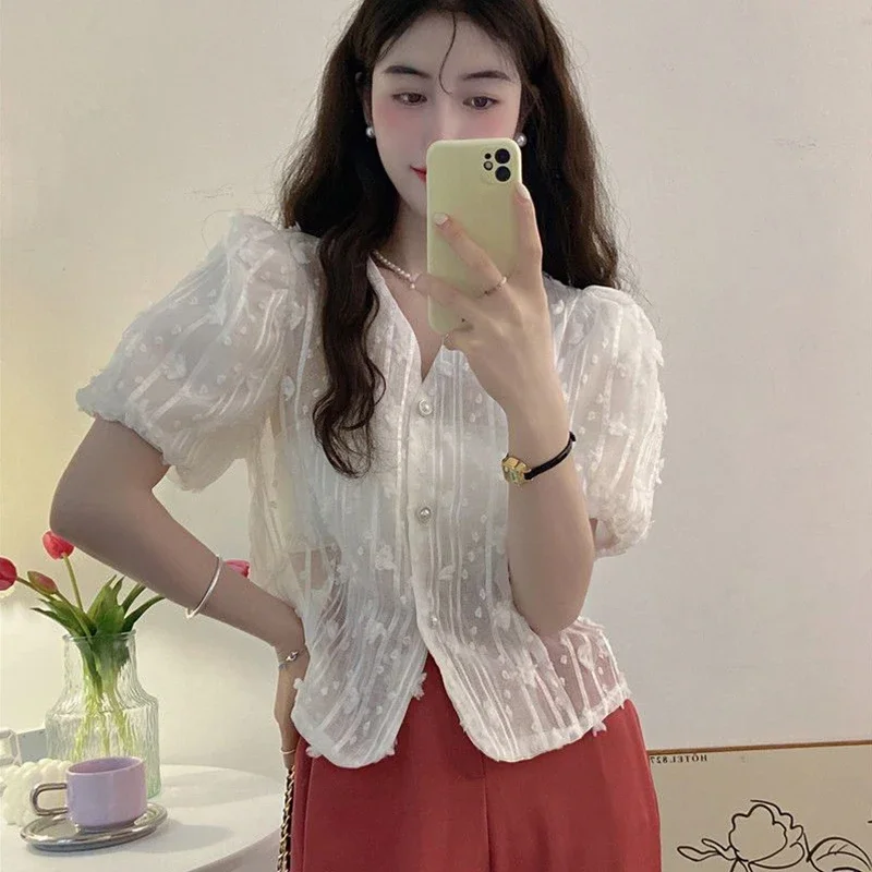 여성 여름 단순 사무실 레이디 v 넥 솔리드 컬러 반소매 셔츠 숙녀 패션 기질 얇은 스위트 탑 나타남