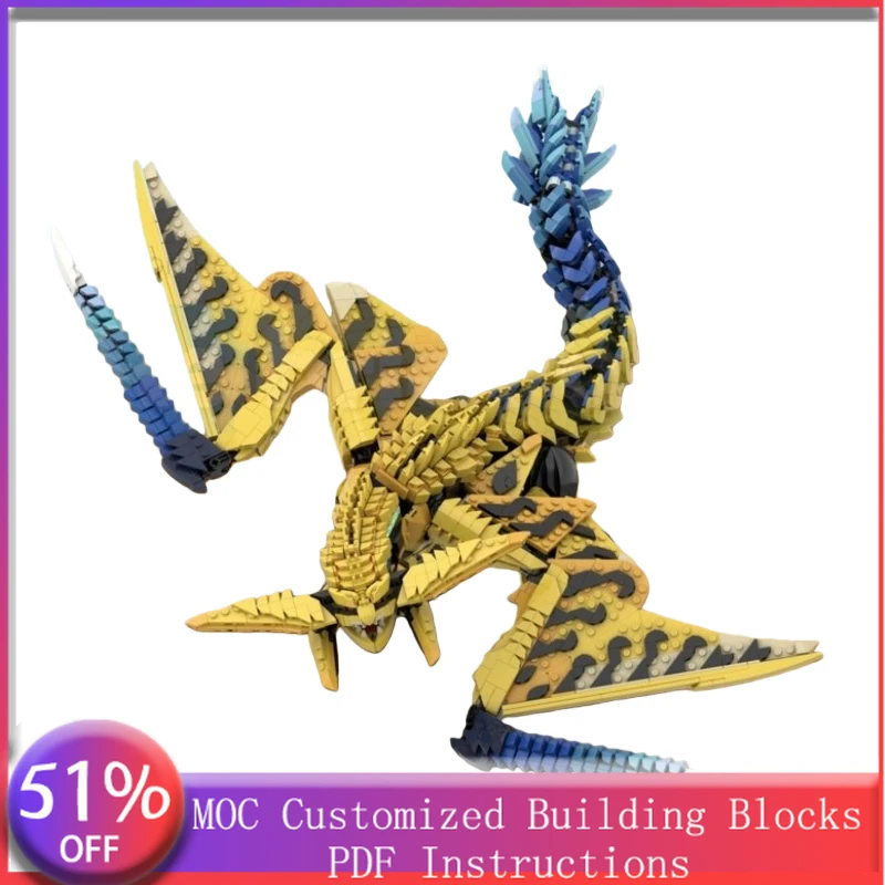 2635 Pezzi Star Battle Mostro Volante Giallo MOC, Modello di Costruzione Modulare Personalizzabile, Giocattolo Creativo Fai-da-Te per Ragazzi, Regalo