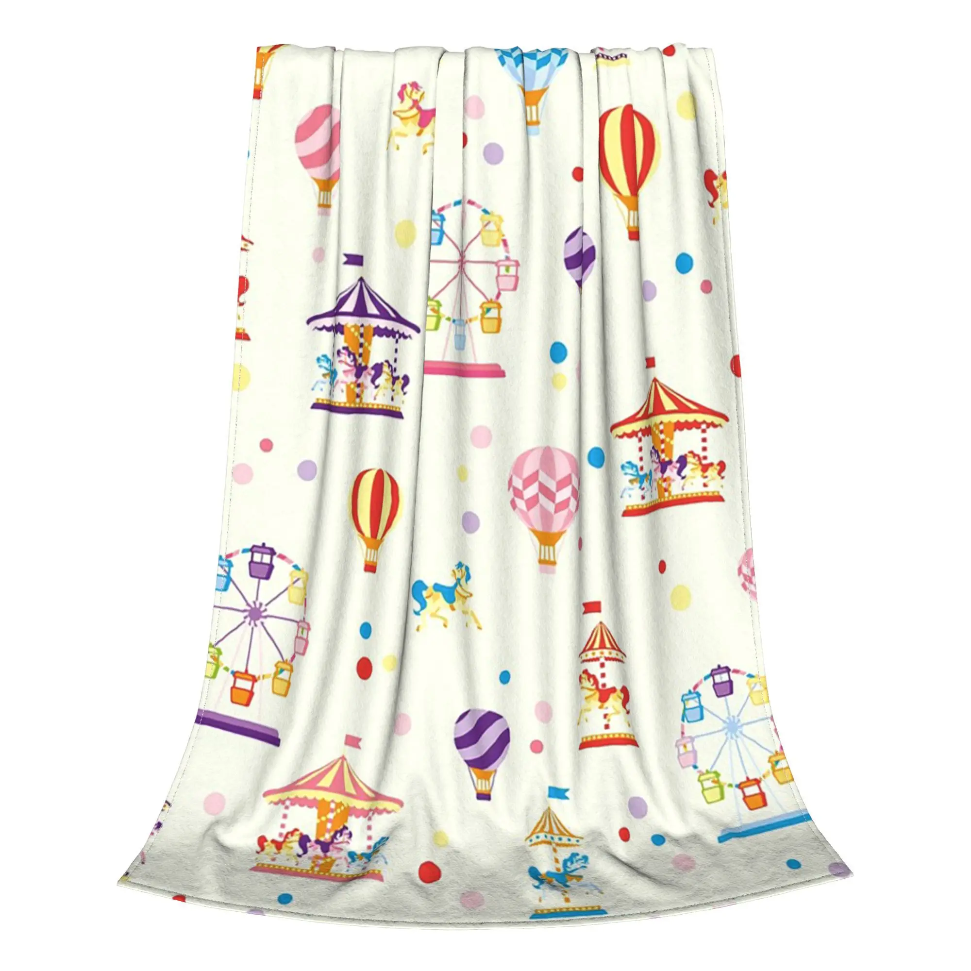 Fun Fair Carousel Hot air Balloons Ferris Wheel Blankets Flannel Sofa Throw Blanket for Couch Bedding Office Throws Bedspread view 3