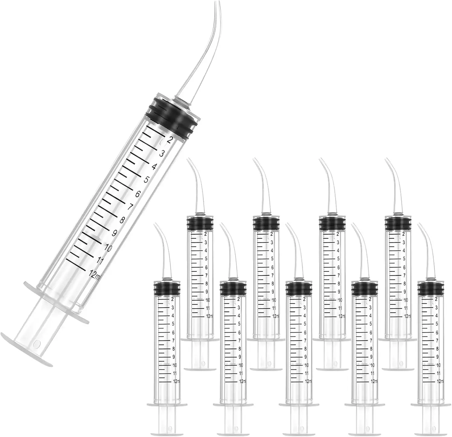 Distributeur de liquide à courbe droite de 12 ml, seringue de 0,17 oz pour la distribution de liquides, sans parfum, avec marquages de mesure, Por