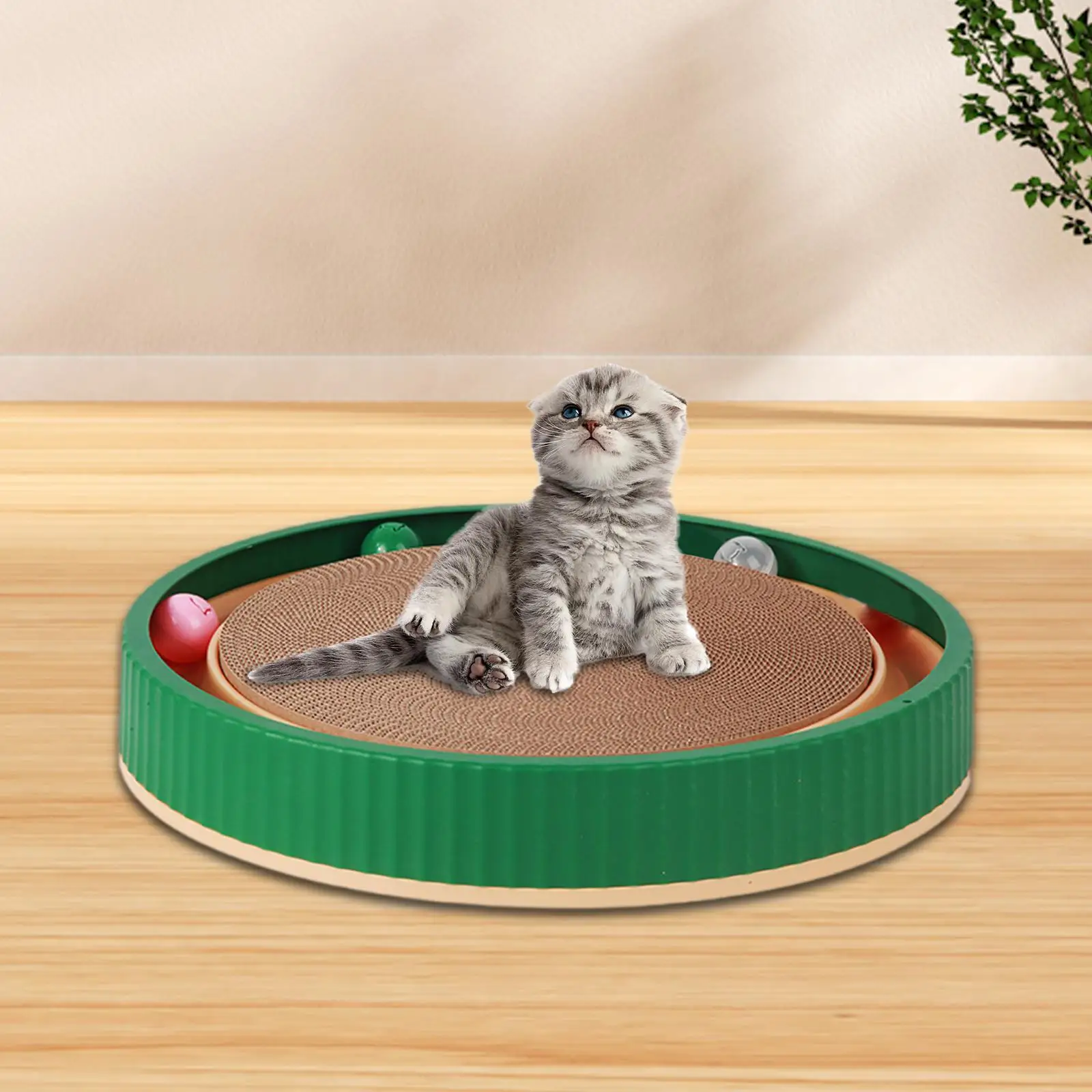 

Cardboard Cat Scratcher Interactive Round Furniture Protector House Cats Scratcher Bowl Scratch Pad Nest for Indoor Cats Playing