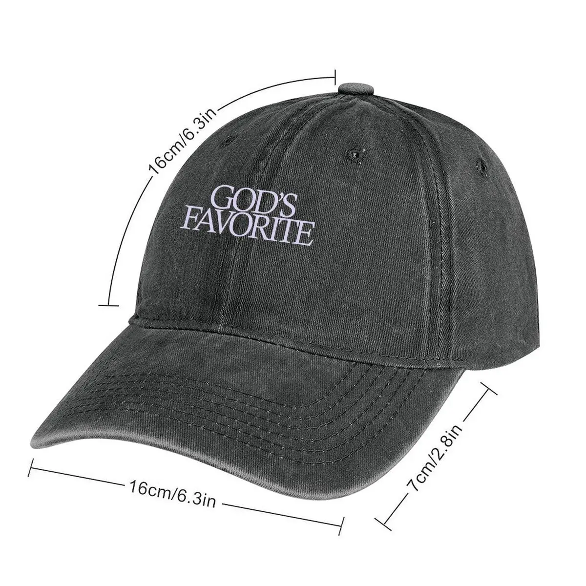 “God’s Favorite” - Bold Text - Themed Design Washed Baseball Cap