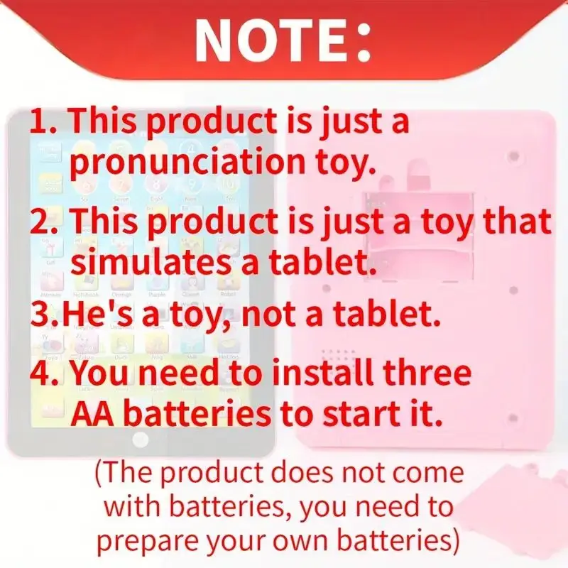 แท็บเล็ตการเรียนรู้ภาษาอังกฤษแบบโต้ตอบสําหรับเด็ก – อินเทอร์เฟซแอพสีสันสดใส ใช้แบตเตอรี่ AA อายุ 3 ปีขึ้นไป ของขวัญสําหรับคริสต์มาส/วันเกิด