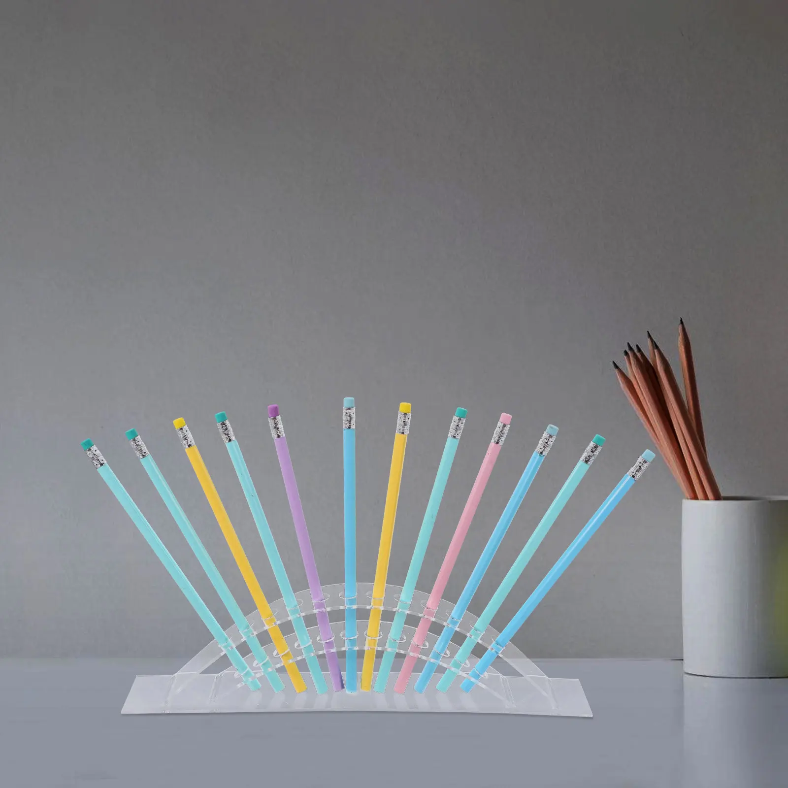 Acrylic Pen Display Stand Clear 12 Slot Versatile Organizer for Ballpoint Pens Pencils Markers Eyebrow Pencils Fountain Pens