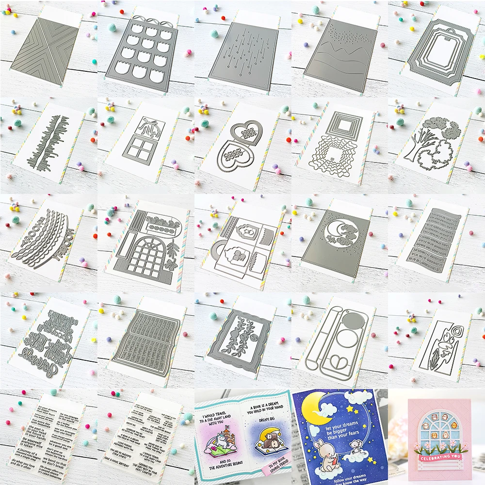 Geschichtete Liebesherz-Rahmen, Broschüre, Banner, Metall-Stanzformen, warme Wünsche, klare Stempel für DIY-Papier, Karten, Basteln, Vorlage