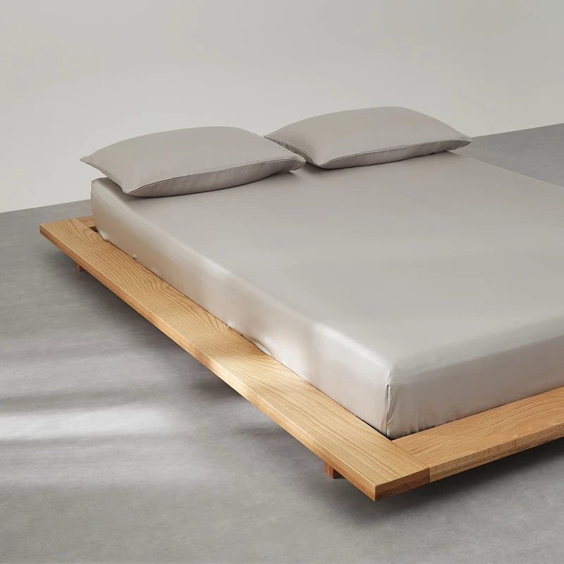 3pcs Fitted Sheet Set Gray Mattress Cover With Deep Pocket Elastic Bed Sheet Fit Silky Cooling Lyocell Home Hotel Bedding Quuen