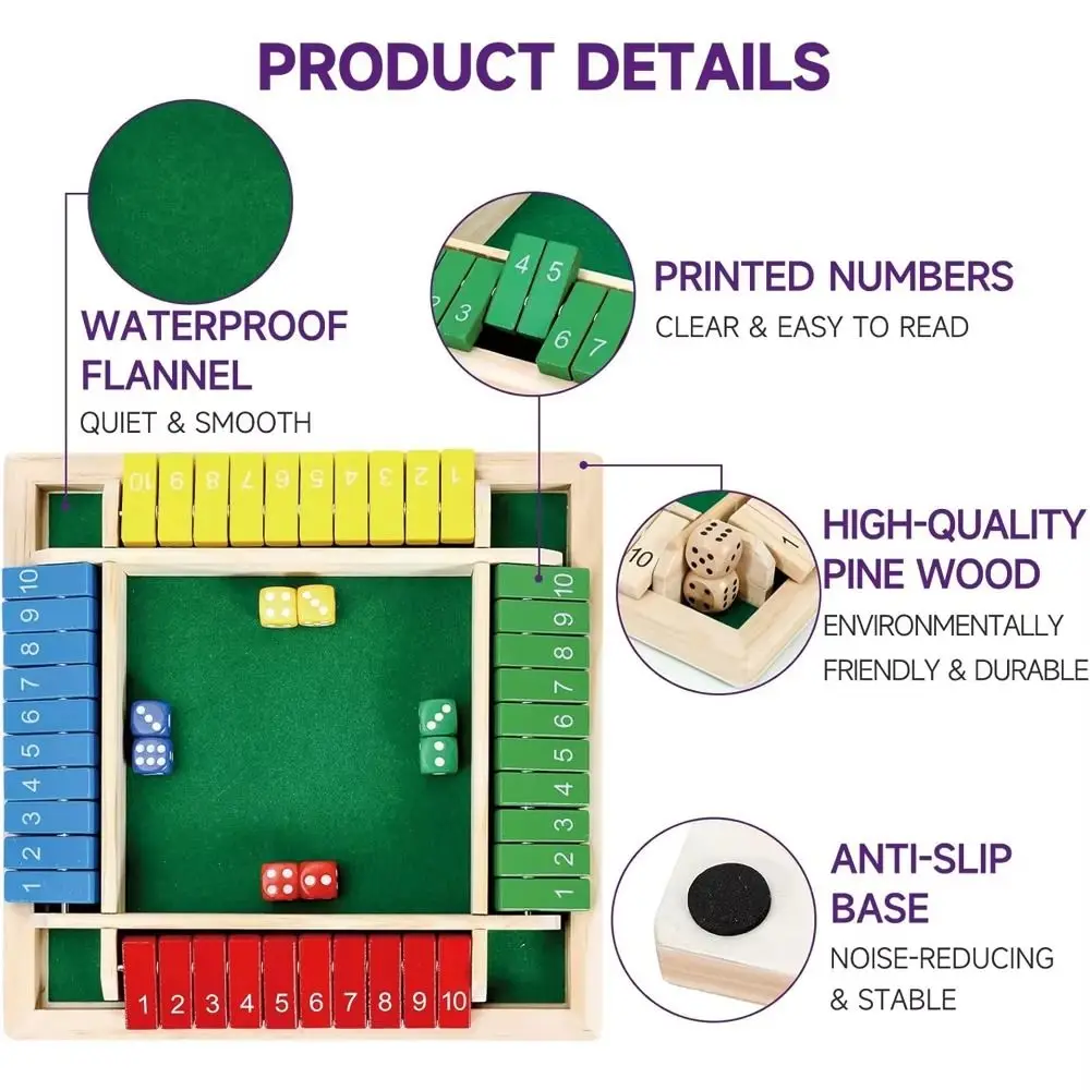 Shut The Box Table Board Game Toy Educational Toys Developing Intelligent Wooden Number Game Interactive Digital Board