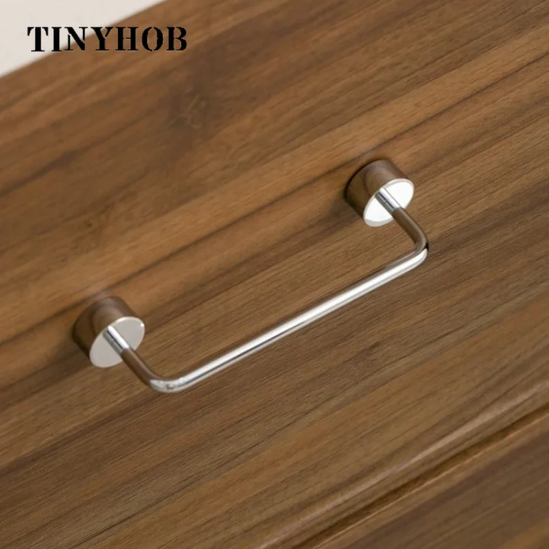 Solid Brass Cabinet Pulls Chrome Plated Drawer Handles 6mm Diameter Rod Modern Round Base Furniture Knobs for Wardrobe Cupboard