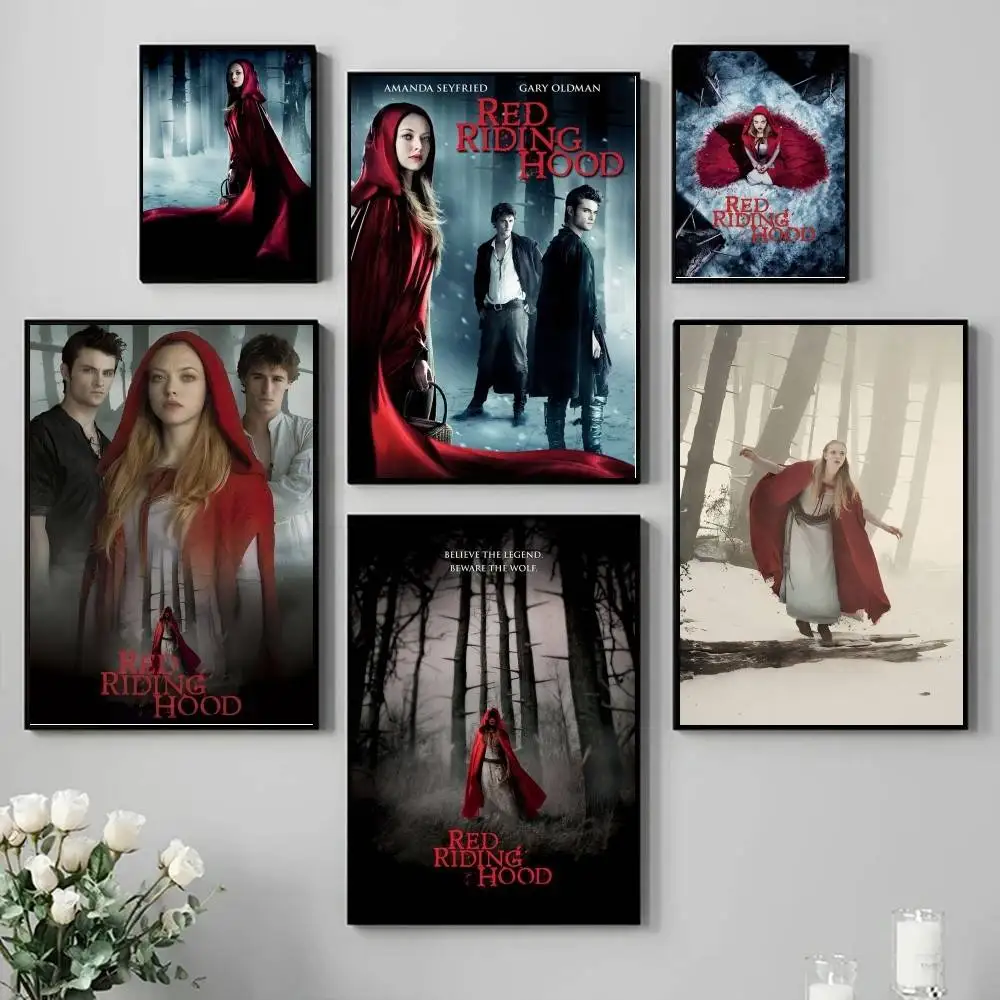 Movie R-red R-iding H-hood  Poster Self-adhesive Art Waterproof Paper Sticker Coffee House Bar Room Wall Decor