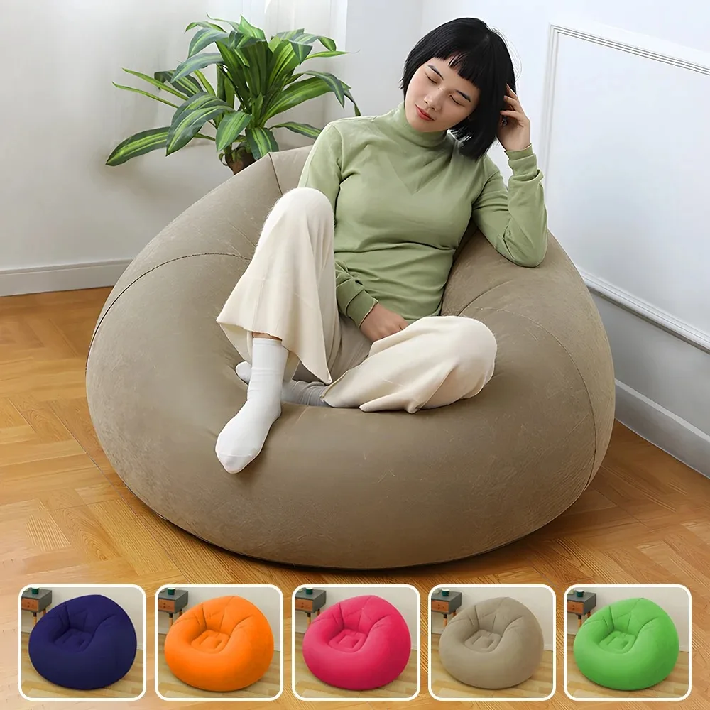 Inflatable Sofa Bean Bag Inflatable Lounge Chair Inflatable Lazy Sofa Folding Portable Inflatable Chair for Living Room Bedroom