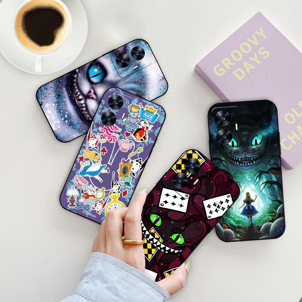 Disney Cheshire Cat Alice in Wonderland Case For Realme C55 C53 C35 C33 C31 C30 C30S C21 C21Y C20 C15 C12 Narzo 50A 50I 50 Cover