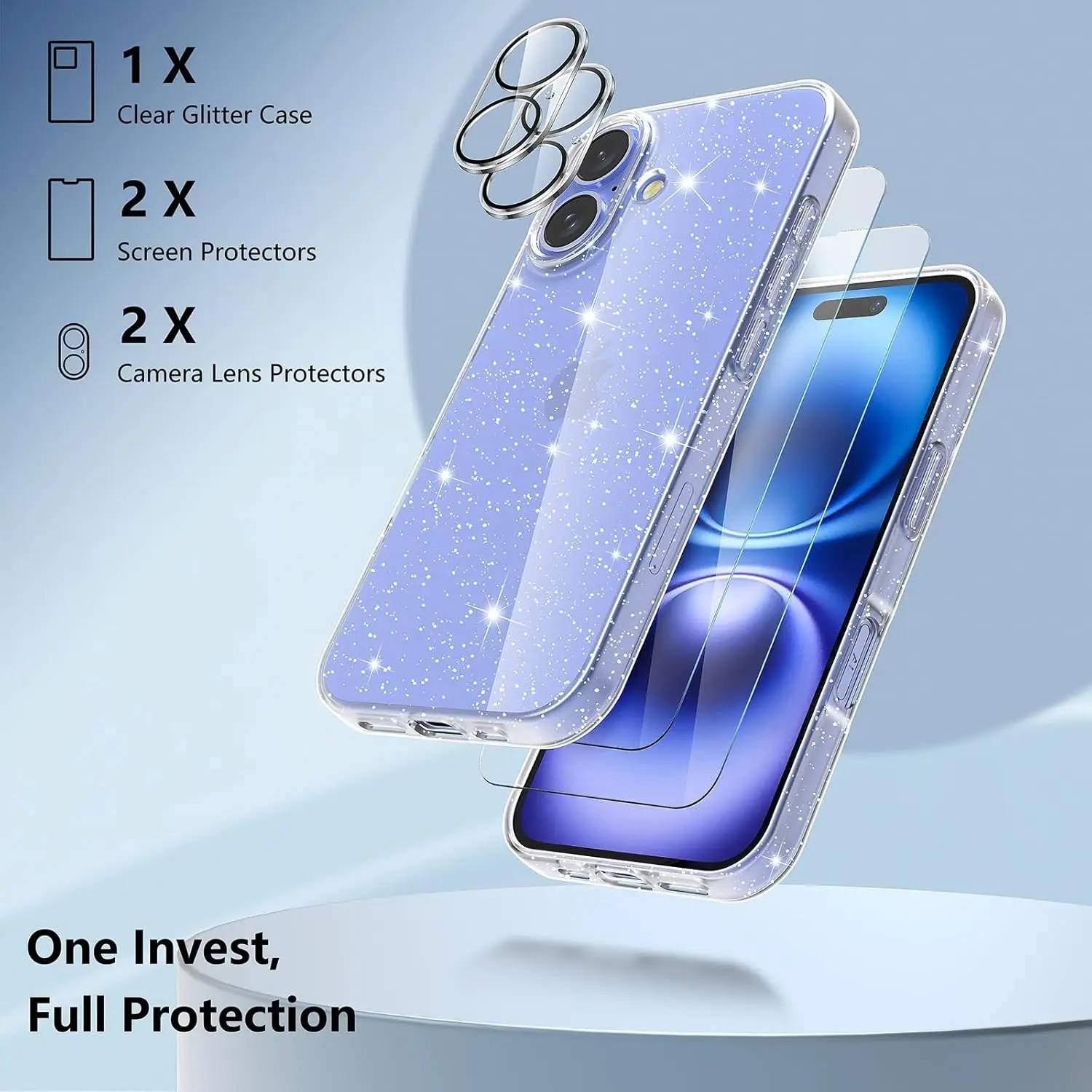 Camera Lens Protector Cover Glitter Case For iPhone 16 Pro Max 15 Plus 14 13 Mini 12 11 Protection Women Girls Phone Accessories