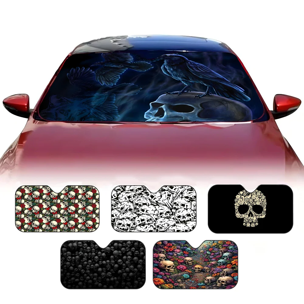 

Готические автомобильные солнцезащитные козырьки с черепом ужасов, защита от ультрафиолета, солнцезащитные козырьки для окон автомобиля, складные солнцезащитные козырьки на лобовое стекло, аксессуары