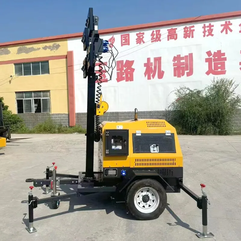Customize Free Shipping CE EPA  5 M 7 M 9 M Portable Trailer Hand Hydraulic Mobile CE EPA Lighting Tower Portable Light Tower