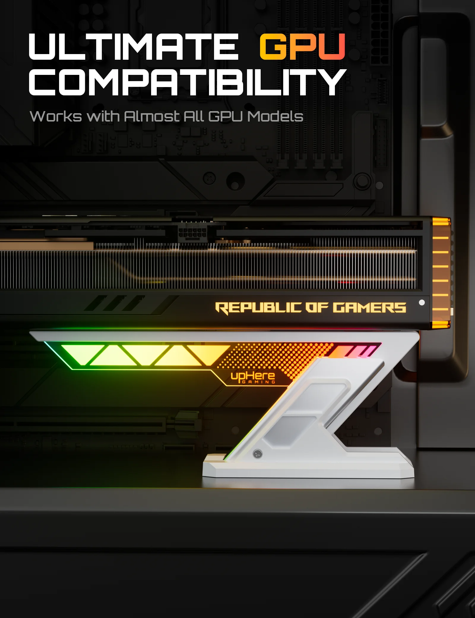 

Кронштейн для видеокарты из алюминиевого сплава с ARGB-подсветкой, магнитное основание, регулируемая высота, защита от провисания, синхронизация ARGB-подсветки 5V 3-pin.