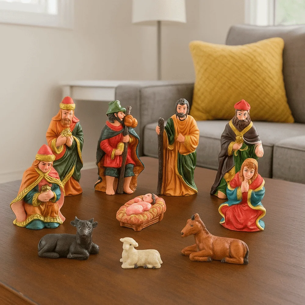 10 قطعة/المجموعة مادة الراتنج المهد الحلي مستقرة خمر مرسومة باليد تصميم عيد الميلاد مدير المشهد فارغة مستقرة #2