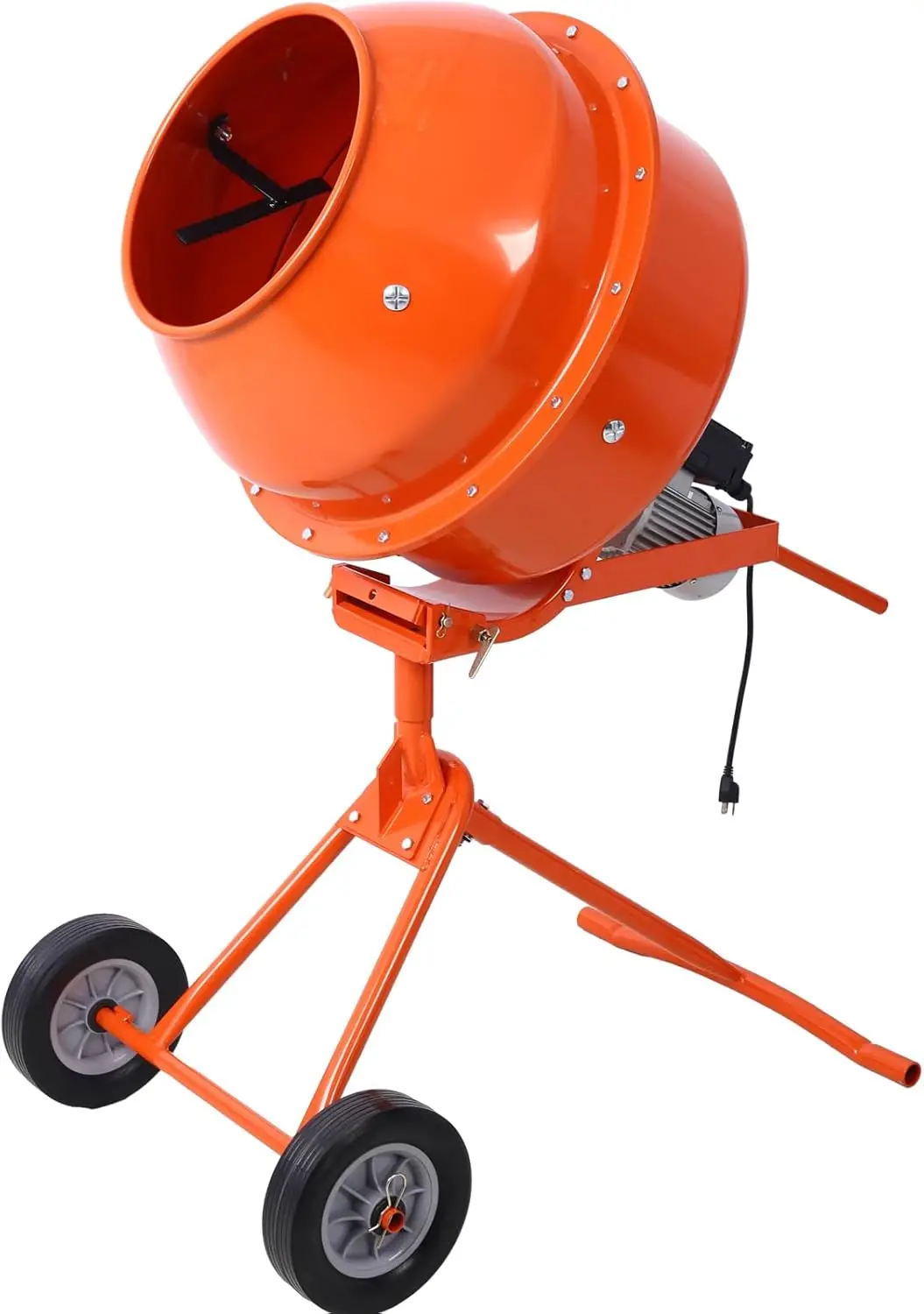 4.6 Cu Ft Concrete Mixer Electric Cement Mixer 370W Portable Cement Mixing Concrete Mortar Barrow Machine Handle With Wheel