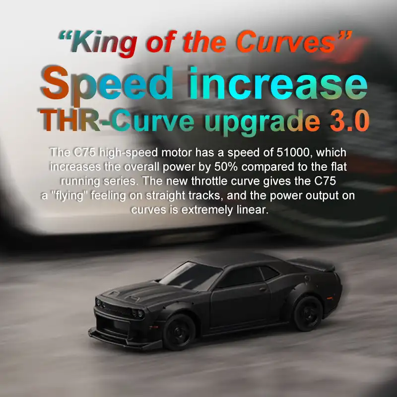 توربو سباق C75 RTR 1/76 الانجراف سيارة التحكم عن بعد لعبة المسار جديد ترقية مسطحة سيارة رياضية الكبار والأطفال لعبة هدية #2