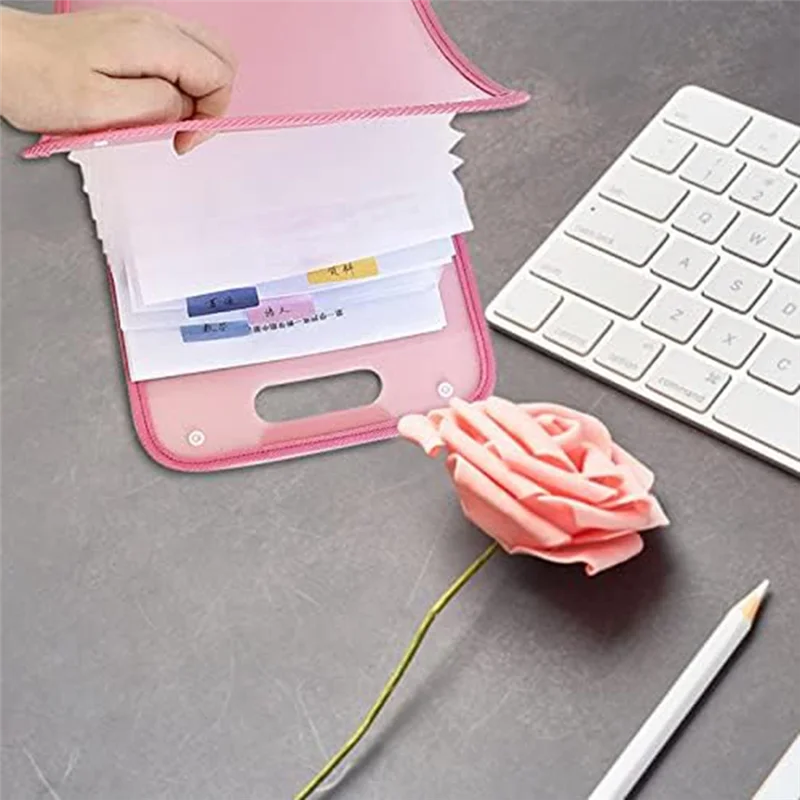 3-teiliger Papieraufbewahrungs-Scrapbook-Papier-Organizer aus rosa Polyester + Polypropylen zum Halten von Scrapbook, Vinylpapier