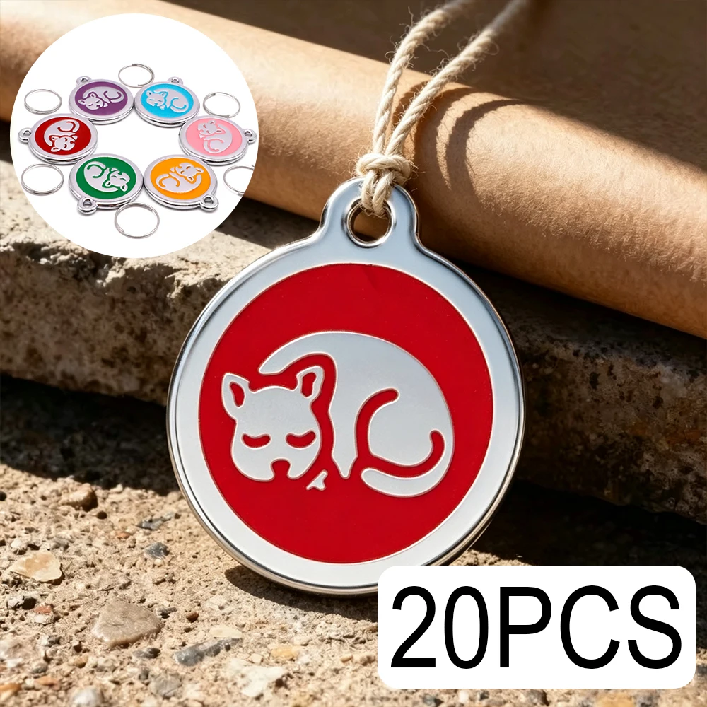 Wholesale 20PCS Fashion Colorful Pet Blank Collar Pendants Personalized ID Tags Dog Charms Cat Tags Customizable Labels