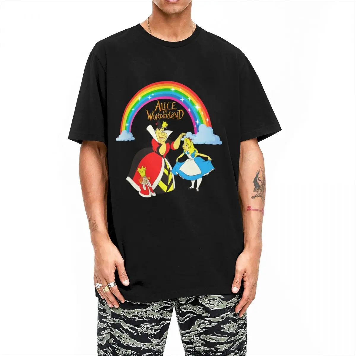 Men Women's Alice In Wonderland Rainbow T Shirt 100% Cotton Clothing Awesome Short Sleeve O Neck Tees Gift Idea T-Shirts