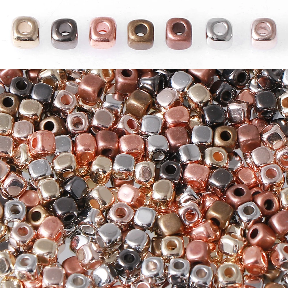 800pcs CCB Square with Rounded Corners Beads 3mm Mixed Color for DIY Jewelry Necklace Making Accessories