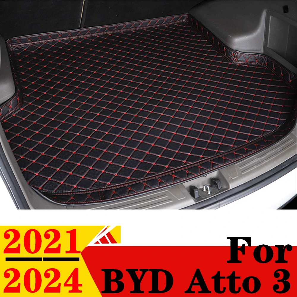 High Side Car Trunk Mat For BYD Atto 3 Yuan Plus EV 2024-2022 21 Tail Boot Tray luggage Pad Rear Cargo Liner Carpet Accessories