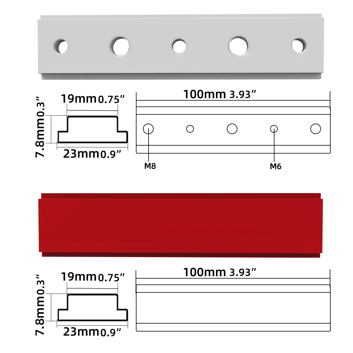 100 مللي متر T-فتحة ميتري المسار الرقصة ، الألومنيوم T المسار انزلاق بار النجارة T-فتحة T المسمار لاعبا اساسيا ل T المسمار سريعة التمثيل المشبك #3