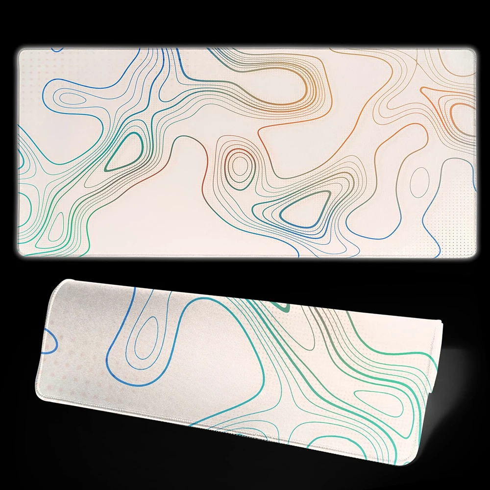 colored Topographic map Mausepad green Desk Mat Gaming Mat Pad on The Table Office Gamer Accessories Keyboard Mat XXL Mouse Pad