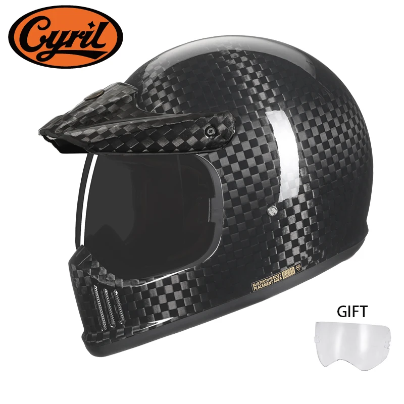 

Genuine Carbon Fiber Full Face Motorcycle Helmet Retro Lightweight Motorcycle Helmet Capacete de Moto Masculino DOT ECE Approved